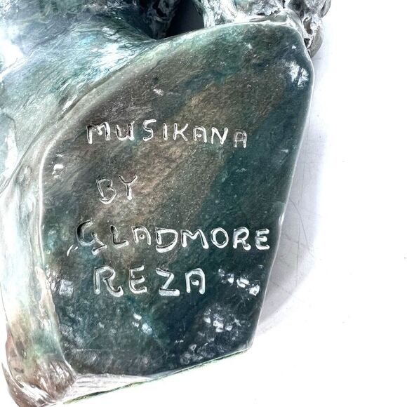 African Shona Girl Carved Verdite Statue Musikana by Reza Gladmore Zimbabwe - Picture 6 of 6